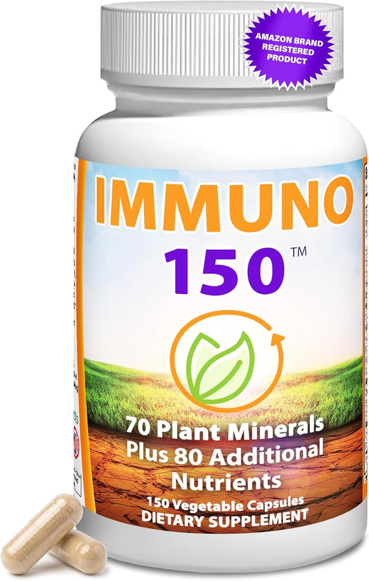 Immuno 150, Immune Support Supplement, Packed with 70 Plant Minerals, 13 Essential Vitamins and 68 Additional Nutrients-150 Vegetable Capsules- Immune Boost for All Age Groups